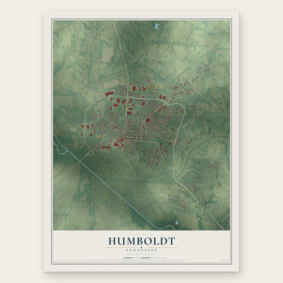 Humboldt, Tennessee map print, the full design