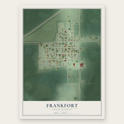 Frankfort, South Dakota map print, the full design