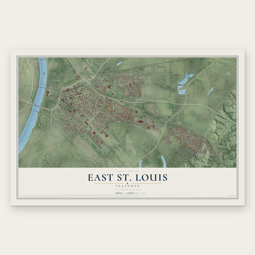East St. Louis, Illinois map print, the full design