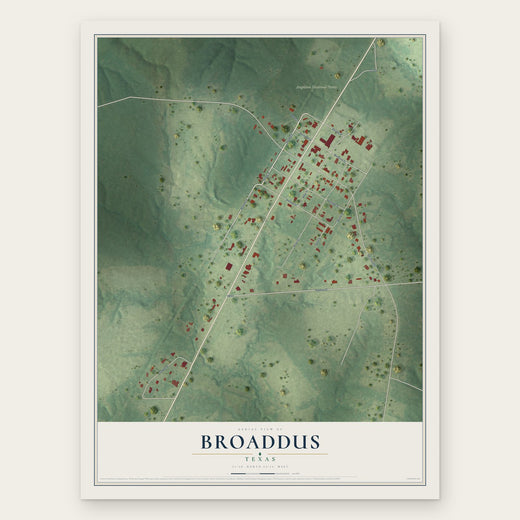 Broaddus, Texas map print, the full design