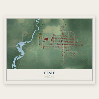 Elsie, Michigan map print, the full design