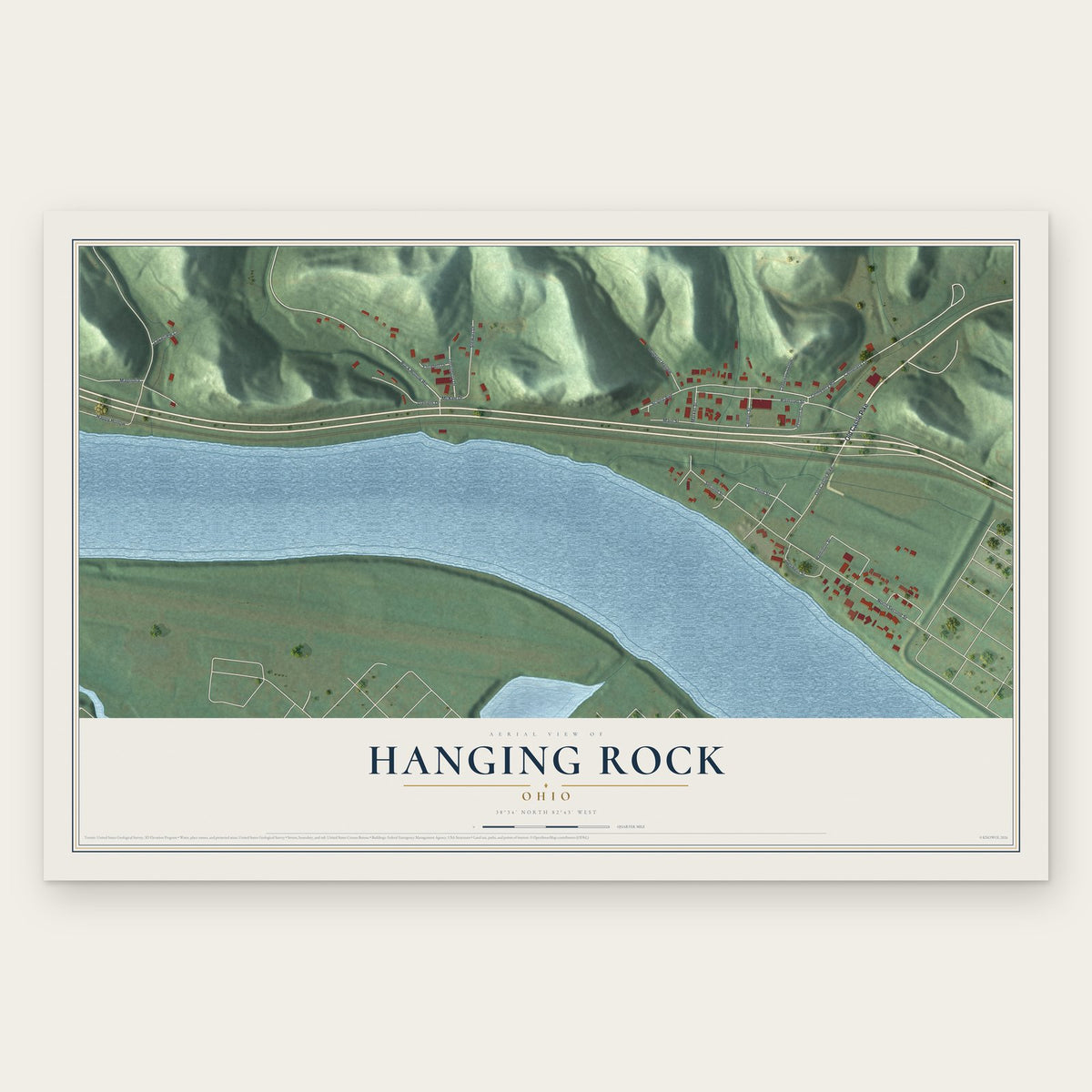 Hanging Rock, Ohio map print, the full design