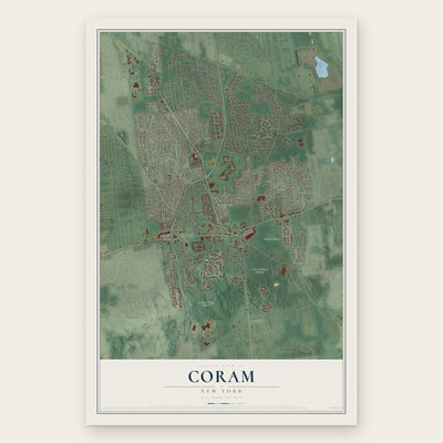 Coram, New York map print, the full design