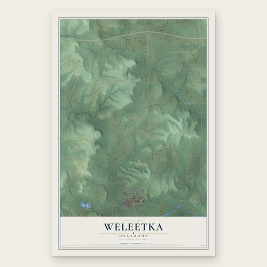 Weleetka, Oklahoma map print, the full design