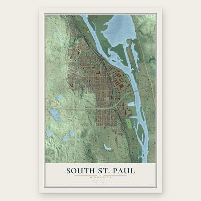 South St. Paul, Minnesota map print, the full design
