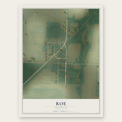 Roe, Arkansas map print, the full design