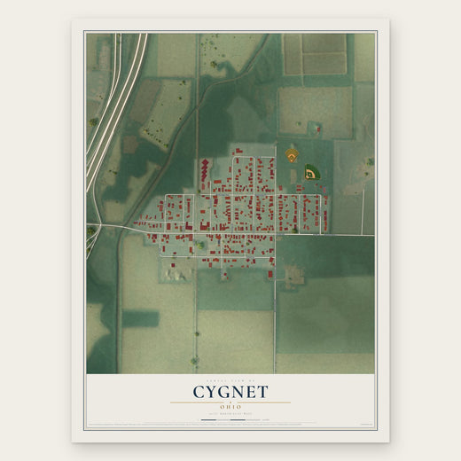Cygnet, Ohio map print, the full design