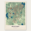 Braintree, Massachusetts map print, the full design