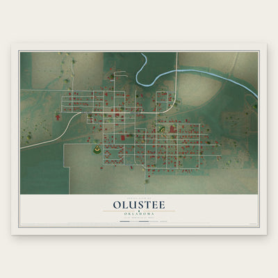 Olustee, Oklahoma map print, the full design