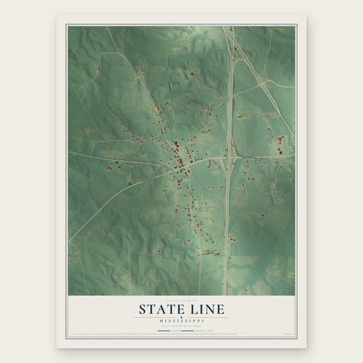 State Line, Mississippi map print, the full design