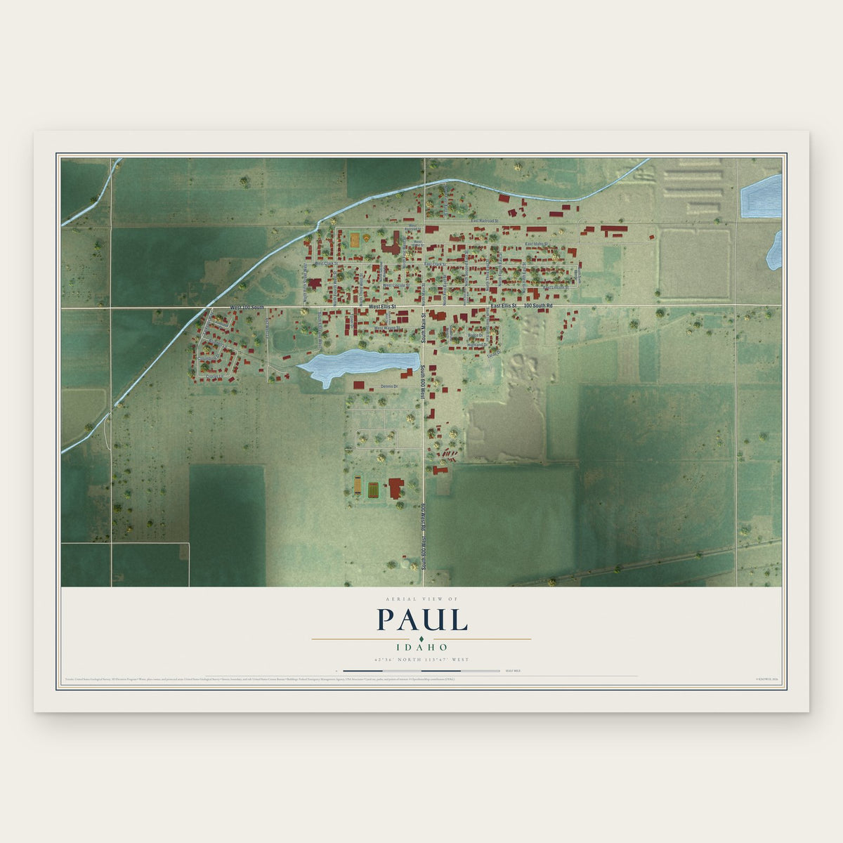 Paul, Idaho map print, the full design