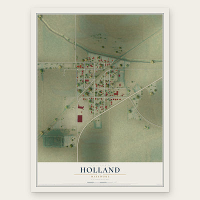 Holland, Missouri map print, the full design