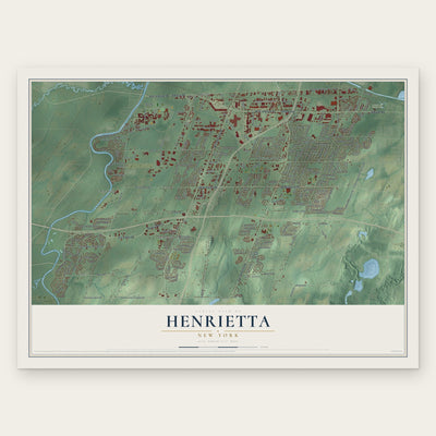 Henrietta, New York map print, the full design