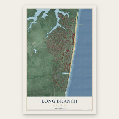Long Branch, New Jersey map print, the full design