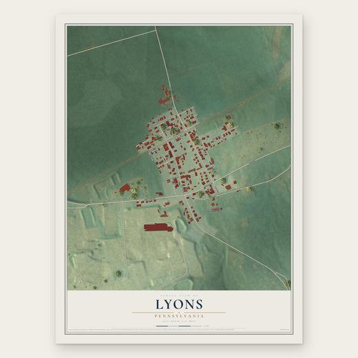 Lyons, Pennsylvania map print, the full design