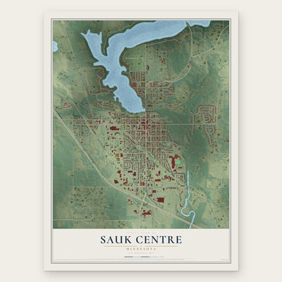 Sauk Centre, Minnesota map print, the full design
