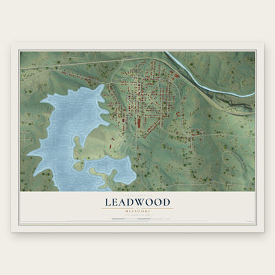 Leadwood, Missouri map print, the full design
