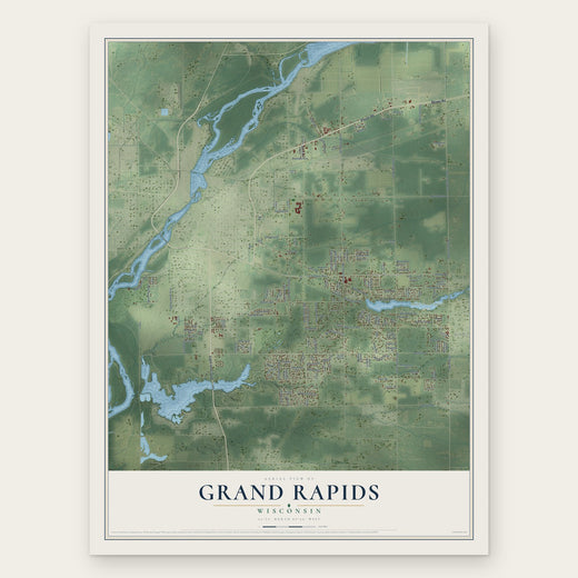 Grand Rapids, Wisconsin map print, the full design