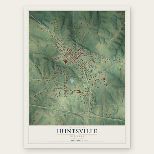 Huntsville, Missouri map print, the full design