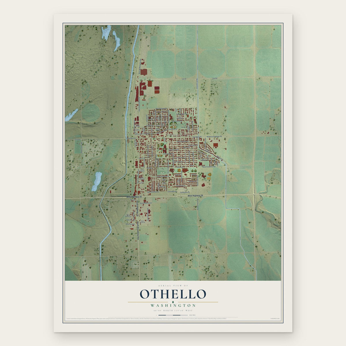 Othello, Washington map print, the full design