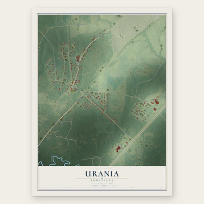 Urania, Louisiana map print, the full design