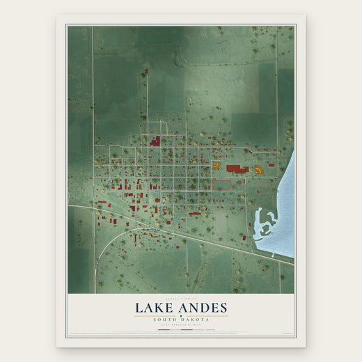 Lake Andes, South Dakota map print, the full design