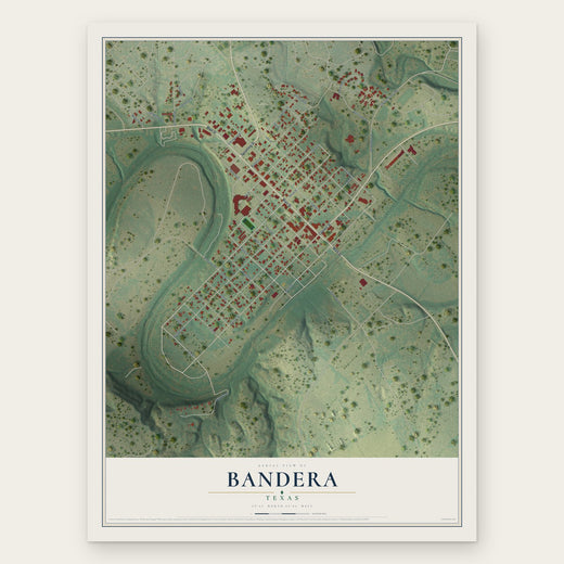Bandera, Texas map print, the full design
