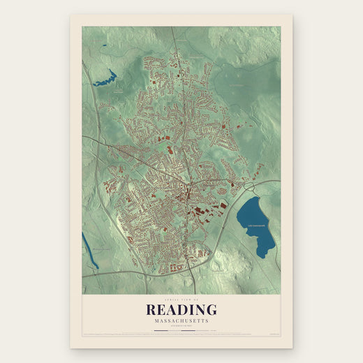 Reading, Massachusetts map print, the full design