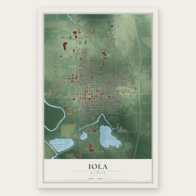 Iola, Kansas map print, the full design