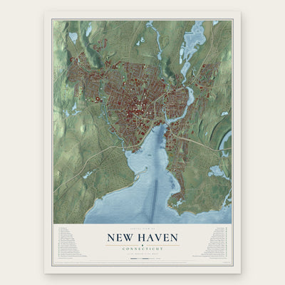 New Haven, Connecticut map print, the full design