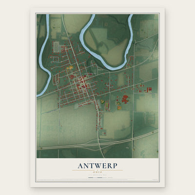 Antwerp, Ohio map print, the full design