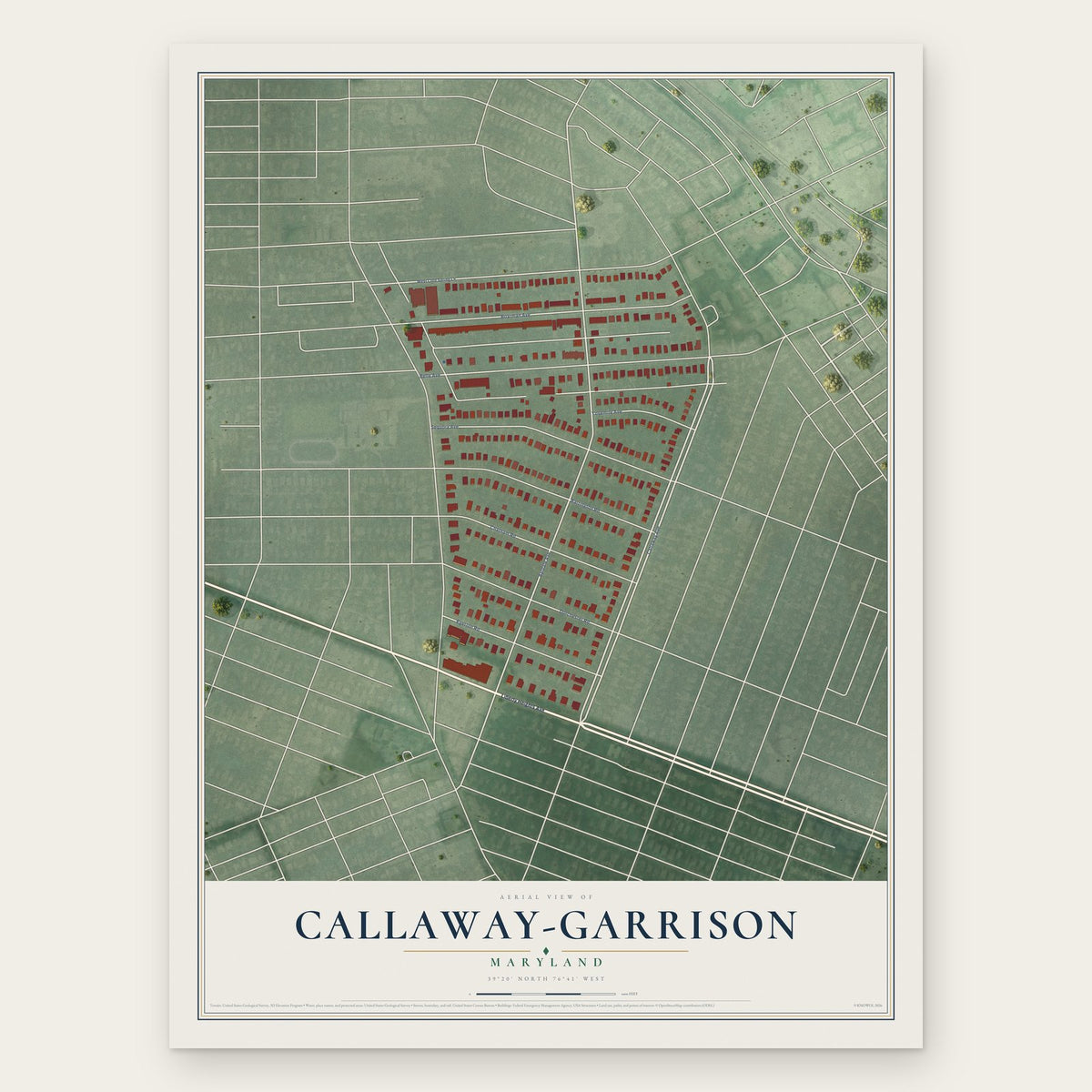 Callaway-Garrison, Maryland map print, the full design