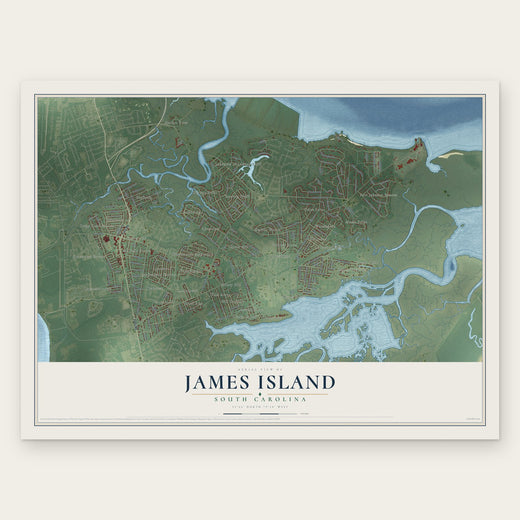 James Island, South Carolina map print, the full design