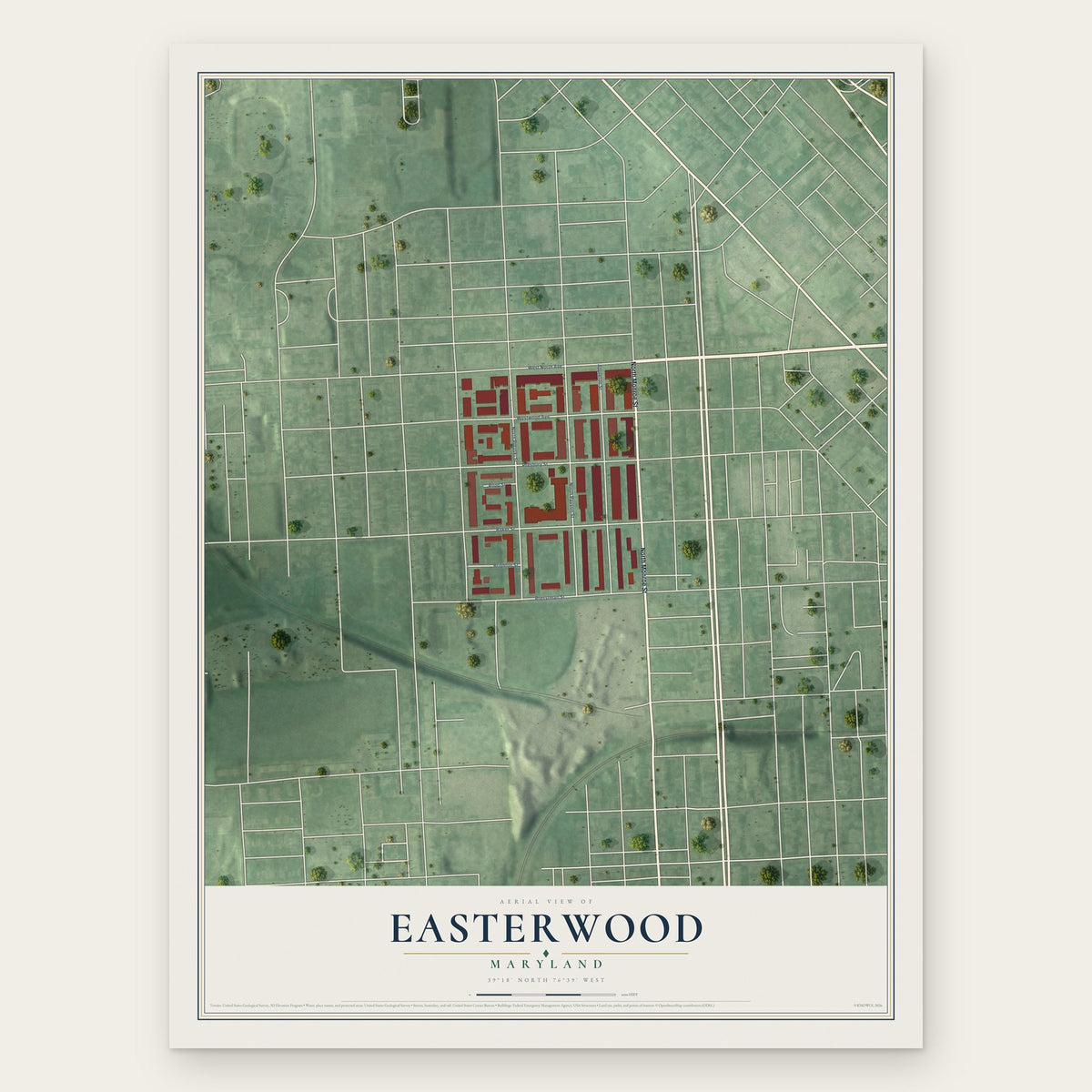 Easterwood, Maryland map print, the full design