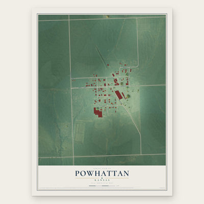 Powhattan, Kansas map print, the full design