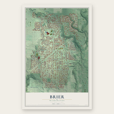 Brier, Washington map print, the full design