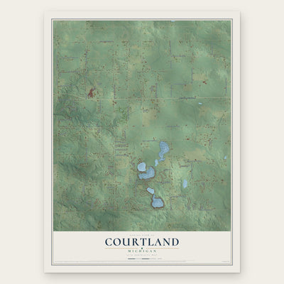 Courtland, Michigan map print, the full design