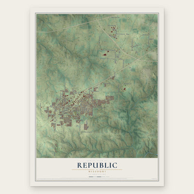 Republic, Missouri map print, the full design