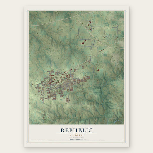 Republic, Missouri map print, the full design