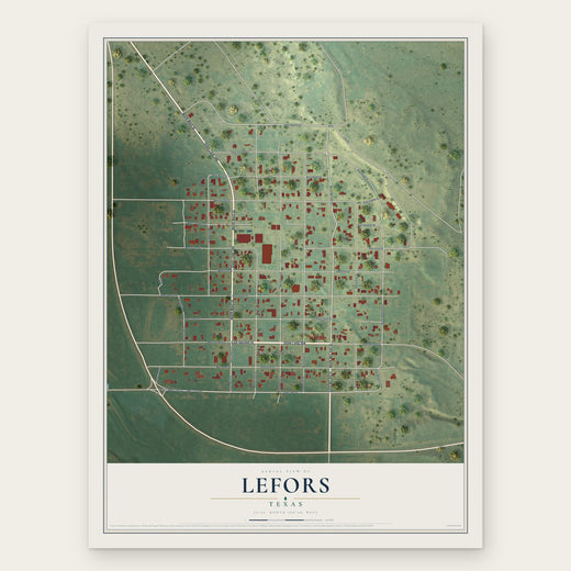 Lefors, Texas map print, the full design