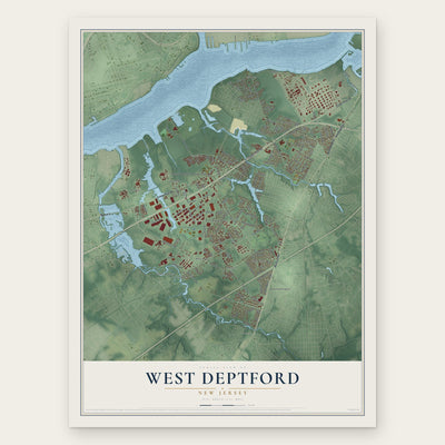 West Deptford, New Jersey map print, the full design