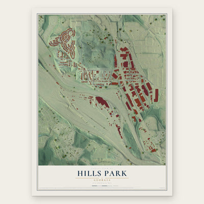 Hills Park, Georgia map print, the full design
