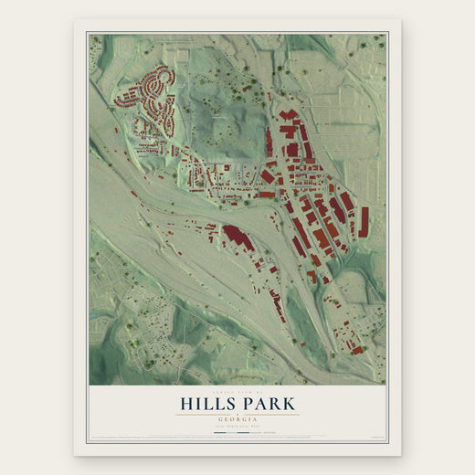 Hills Park, Georgia map print, the full design