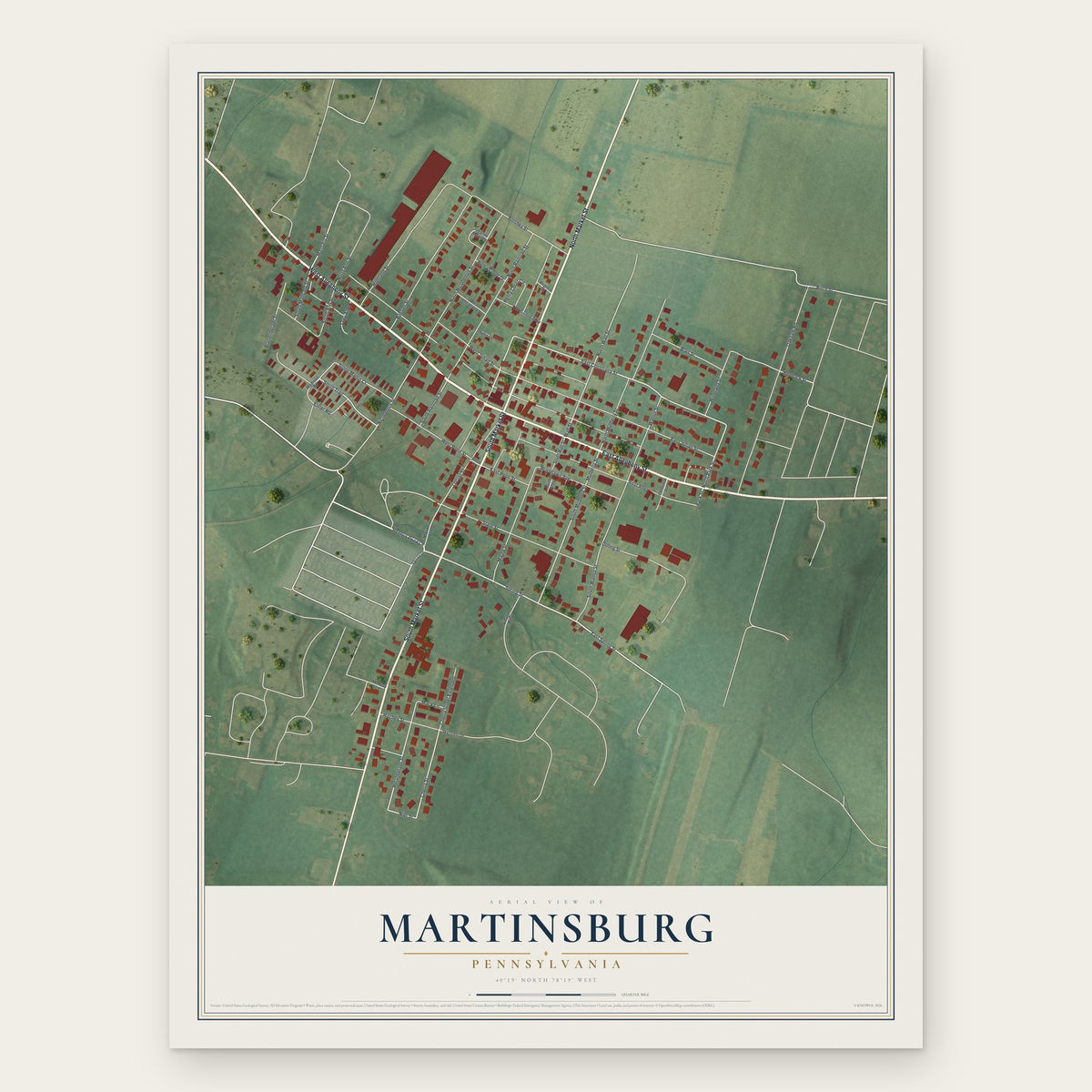 Martinsburg, Pennsylvania map print, the full design