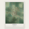 Ashley, Illinois map print, the full design
