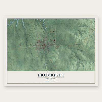 Drumright, Oklahoma map print, the full design