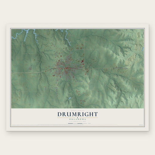 Drumright, Oklahoma map print, the full design