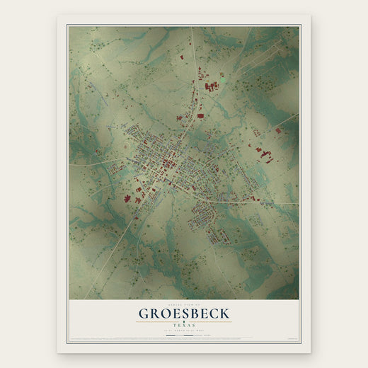 Groesbeck, Texas map print, the full design
