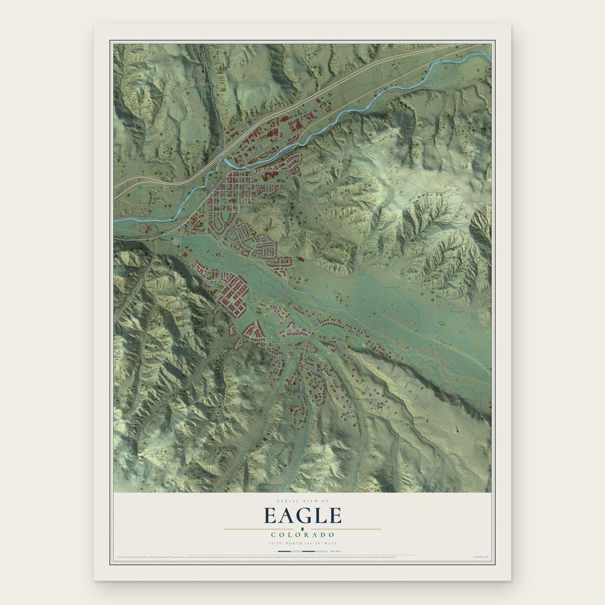 Eagle, Colorado map print, the full design