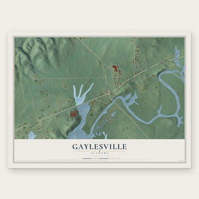 Gaylesville, Alabama map print, the full design